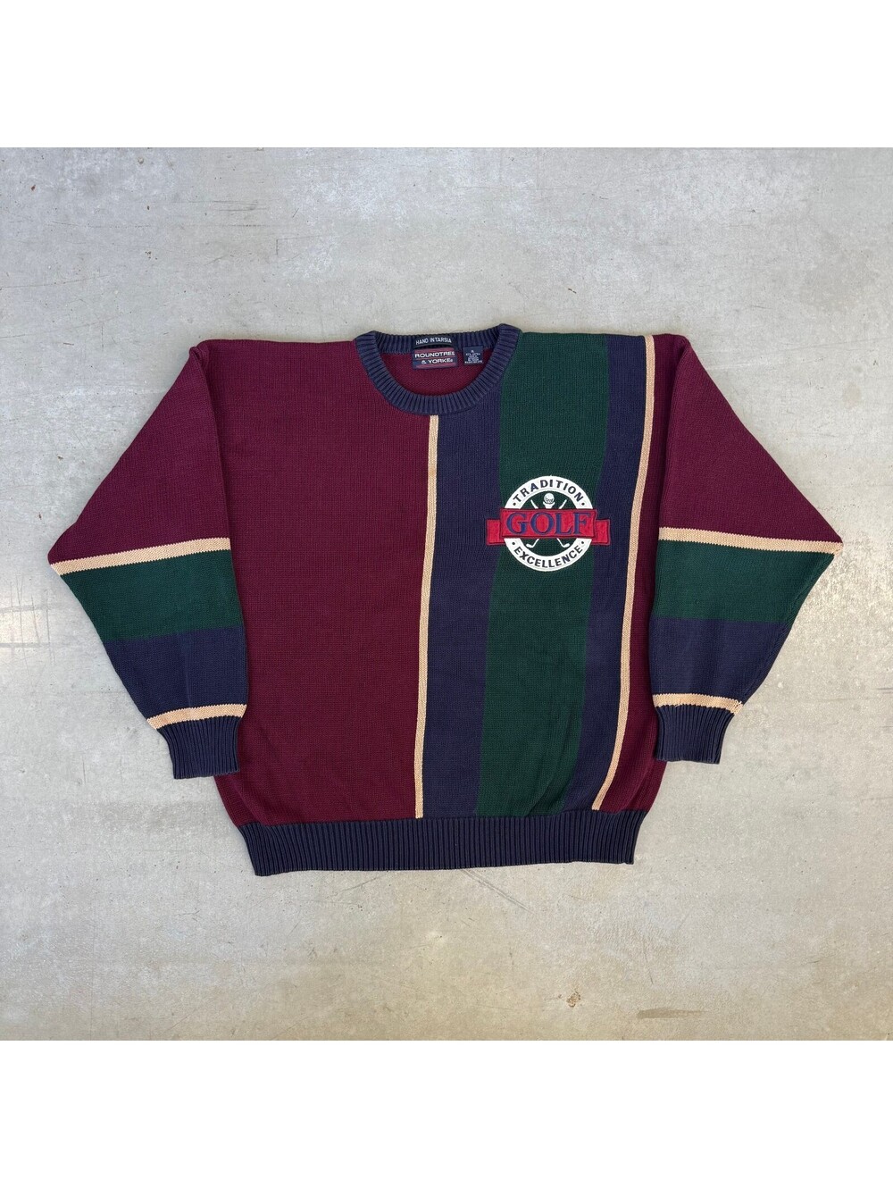 Vintage 90s Golf Tradition Tri Colour Knit Sweater Extra Large